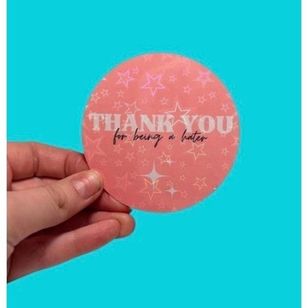 Thank You For Being A Hater Sticker Pink Star Round Sarcastic Y2K Decal